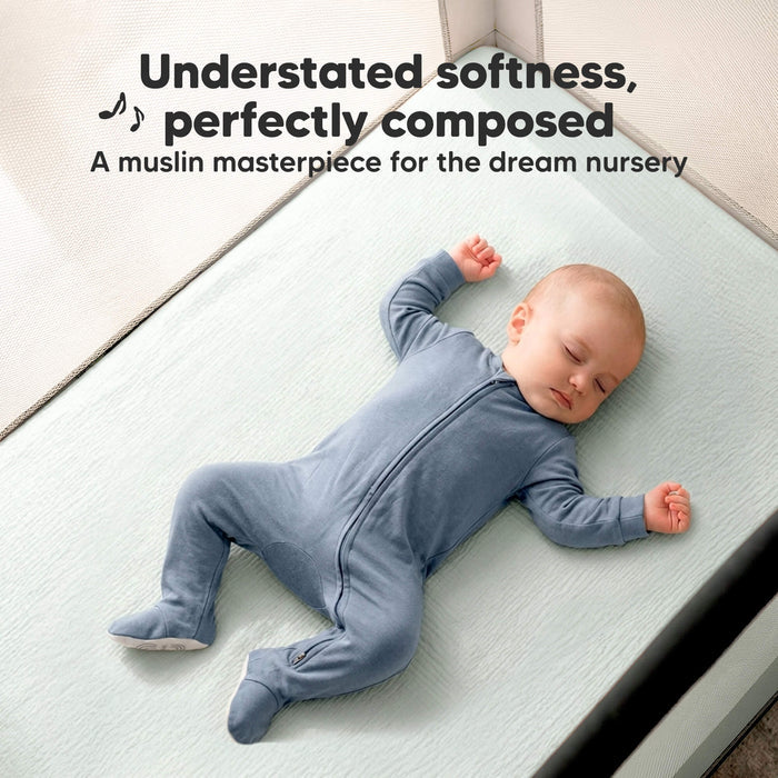 Understated softness, perfectly composed. A muslin masterpiece for the dream nursery