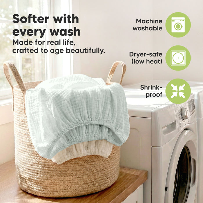 Softer With Every Wash - Made for real life, crafted to age beautifully. (Machine washable, Dryer-safe (low heat), and Shrink-proof)