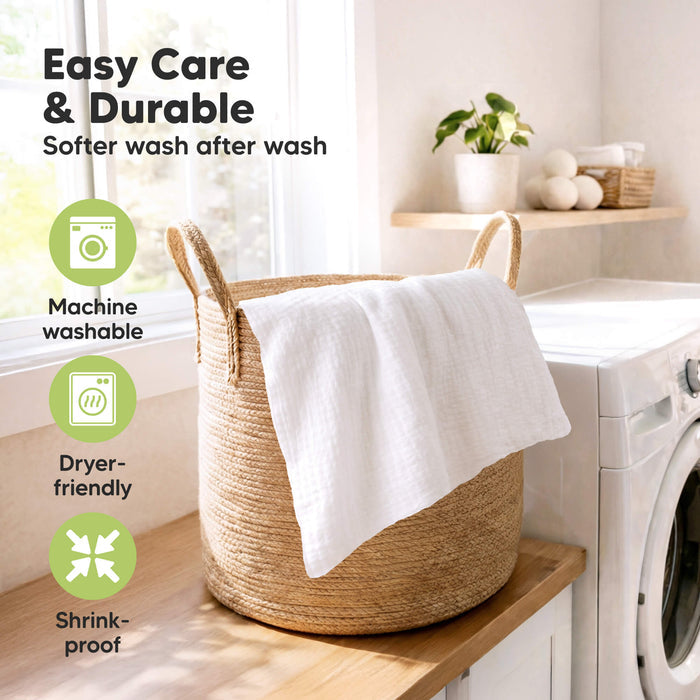 Easy Care & Durable 
Softer wash after wash 
Machine washable 
Dryer-friendly 
Shrink-proof