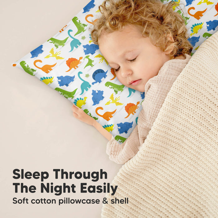 Soft cotton pillowcase and plush fiber filling help toddlers sleep through the night comfortably.