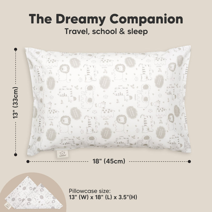The dreamy companion pillow is perfectly sized for toddlers, measuring 13 × 18 inches, making it ideal for travel, school, and everyday sleep.