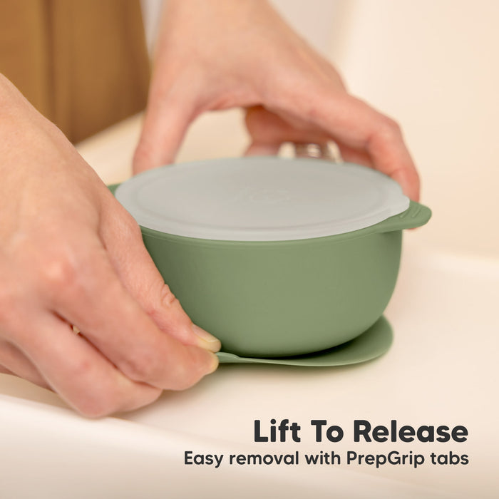Lift-to-release PrepGrip tabs allow easy removal of the suction bowl.