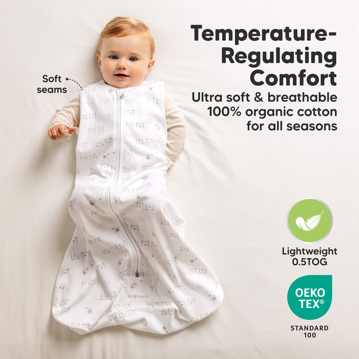 Temperature-regulating comfort - ultra soft and breathable 100% organic cotton for all seasons
Lightweight 0.5TOG, OEKO TEX STANDARD 100