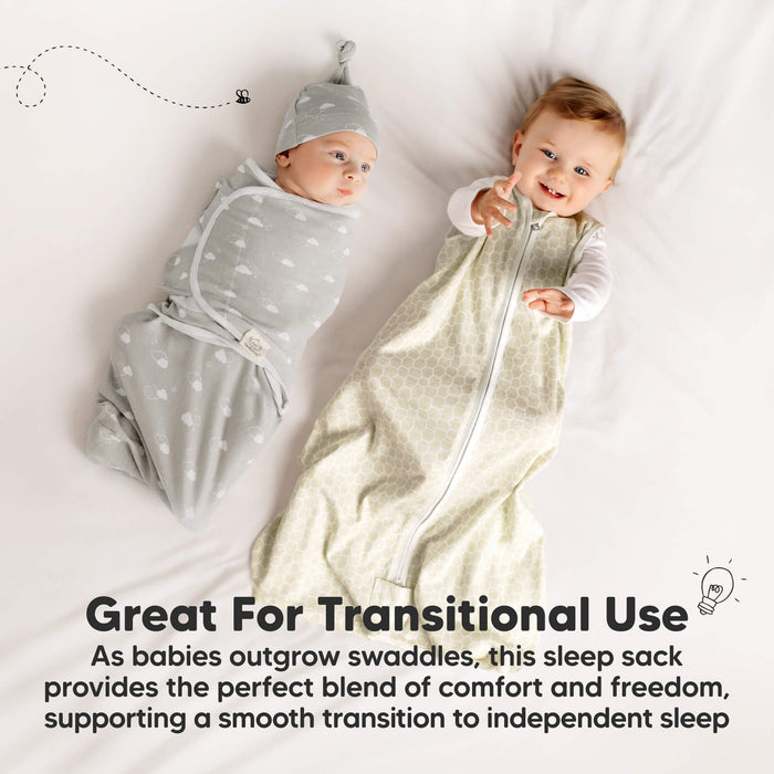 Great for transitional use - as babies outgrow swaddles, this sleep sack provides the perfect blend of comfort and freedom, supporting a smooth transition to independent sleep.