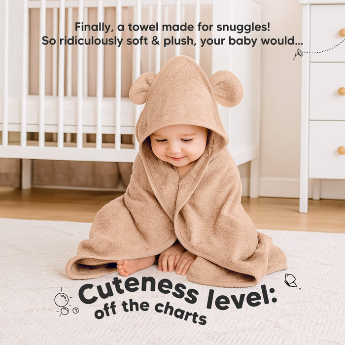 Cuteness level off the charts with a soft, plush hooded towel made for cozy snuggles.