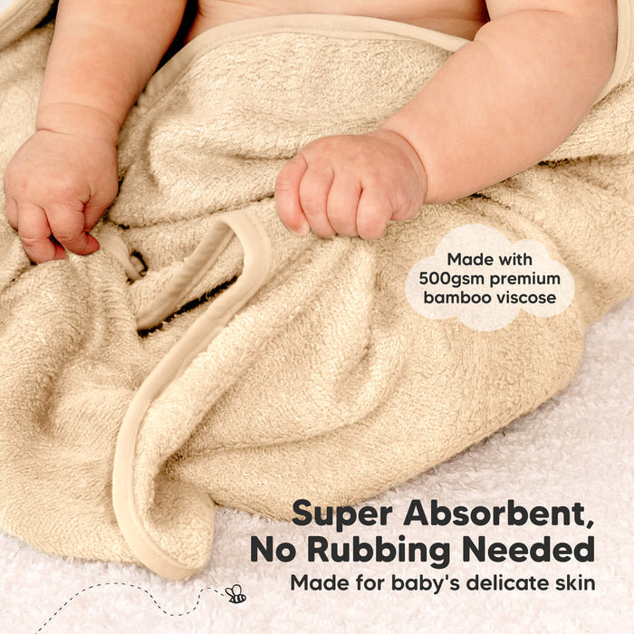 Super absorbent bamboo-viscose towel that dries gently without rubbing baby’s delicate skin.