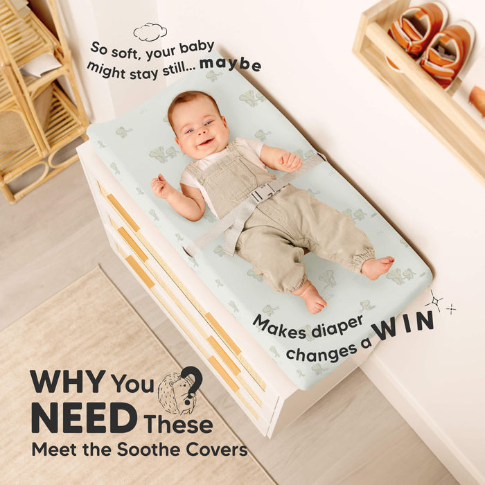 Why you need these - meet the Soothe Covers (so soft, your baby might stay still... It makes diaper changes a win)