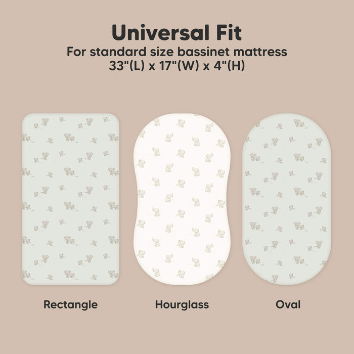 Universal Fit - For standard size bassinet mattress 33inches (L) x 17inches (W) × 4inches (H) (Rectangle, Hourglass and Oval)
