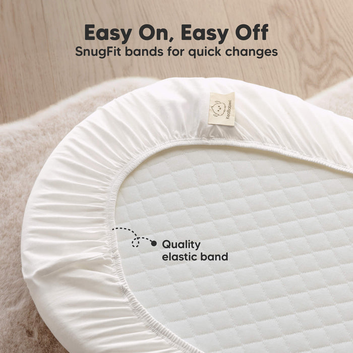 Easy on and off bassinet protector with snug elastic bands for quick changes.