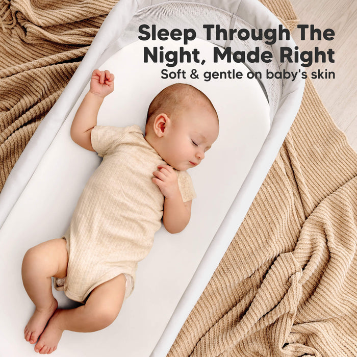 Sleep through the night bassinet protector that is soft and gentle on baby’s skin.
