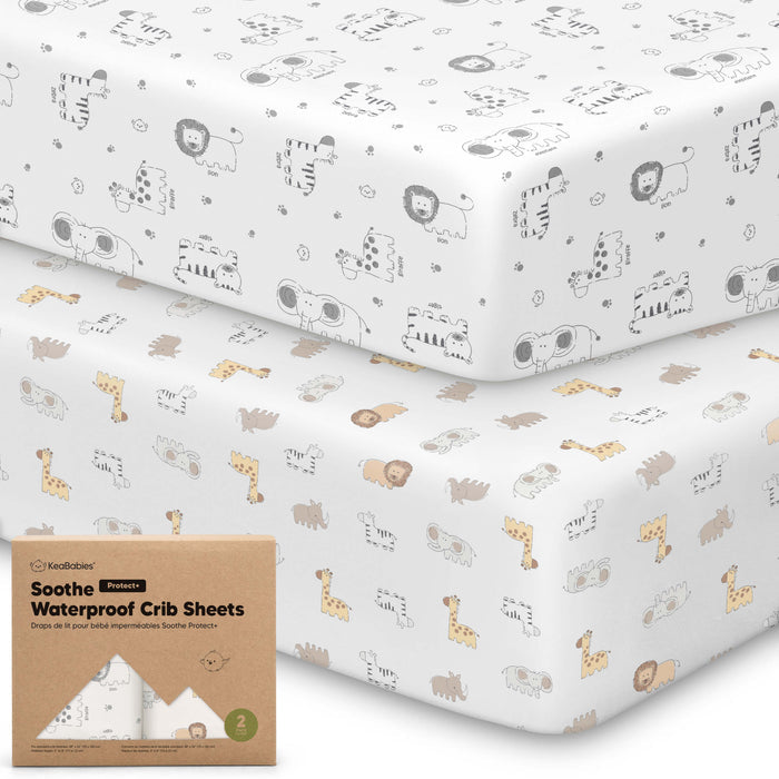 2-Pack Soothe [Protect+] Waterproof Crib Sheets
