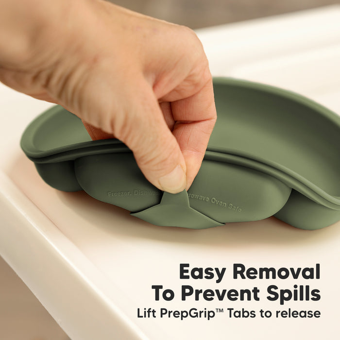 Easy Removal To Prevent Spills, lift PrepGrip™ tabs to release.