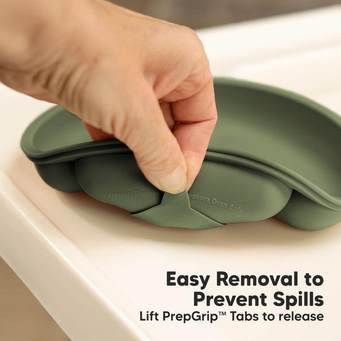 Easy Removal To Prevent Spills, lift PrepGrip™ tabs to release.