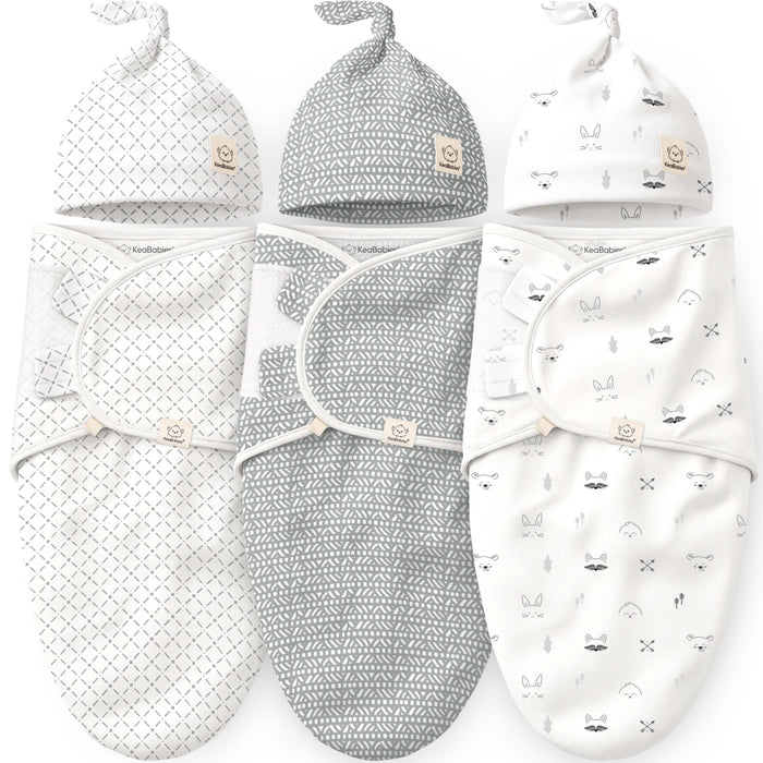 3-Pack Soothe Swaddle Wraps with Knot Hats