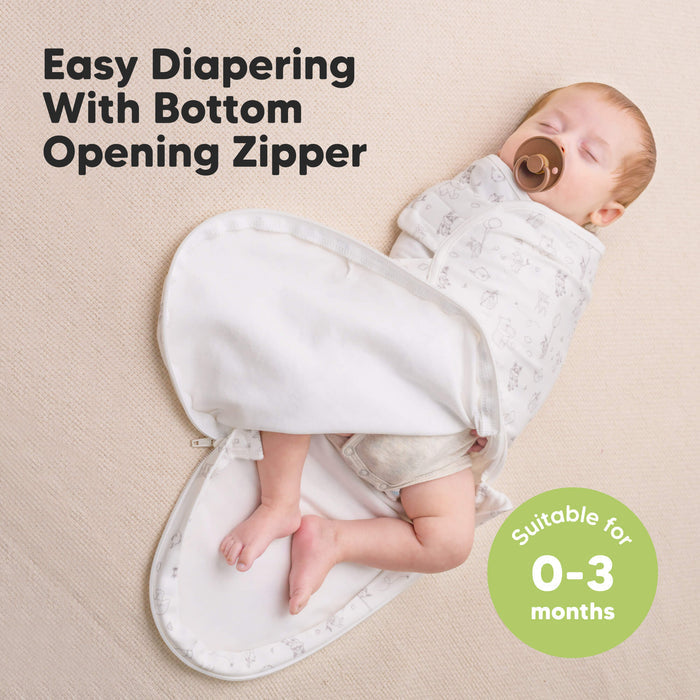 Easy Diapering With Bottom Opening Zipper, Suitable for 0–3 months