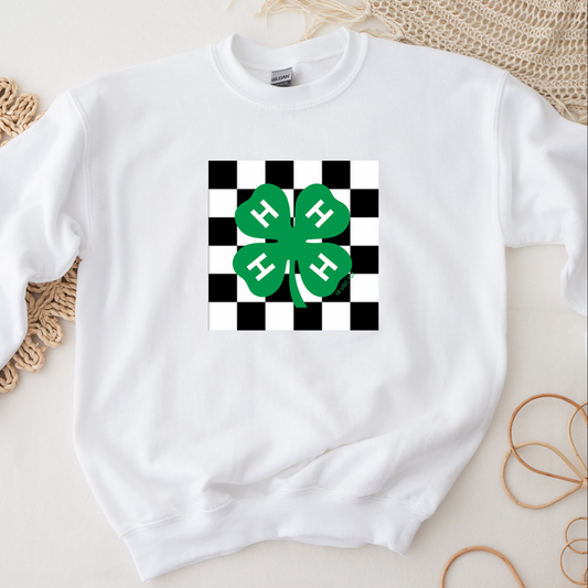 4-H - CHECKER CLOVER – Crewneck