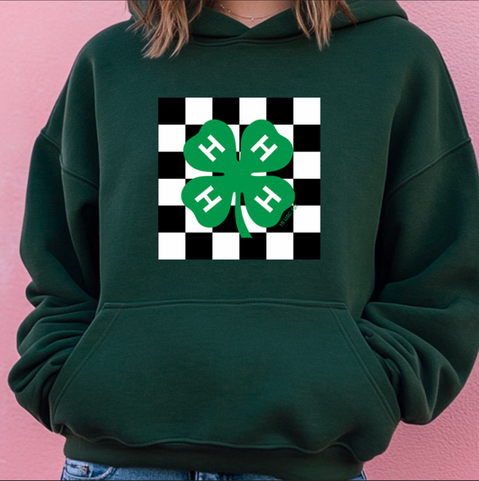 4-H - CHECKER CLOVER – Hoodie