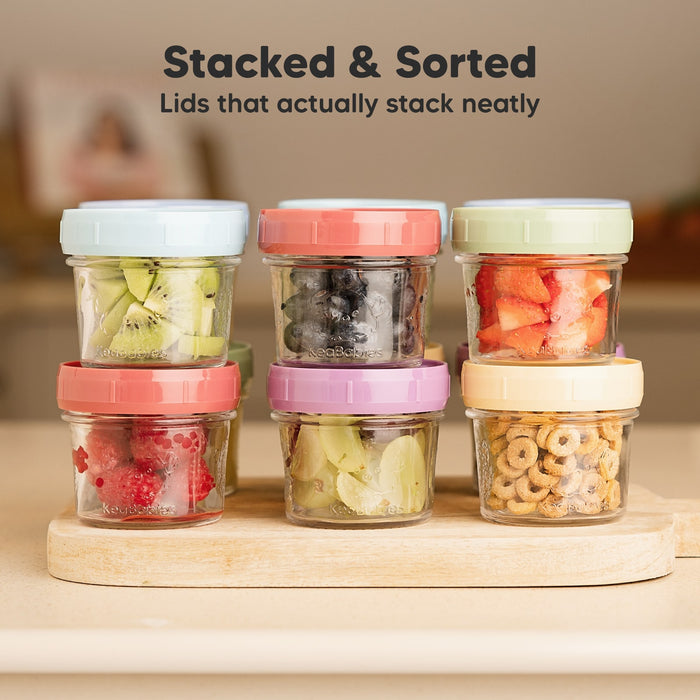 Stacked & Sorted lids that stack neatly for organized storage.