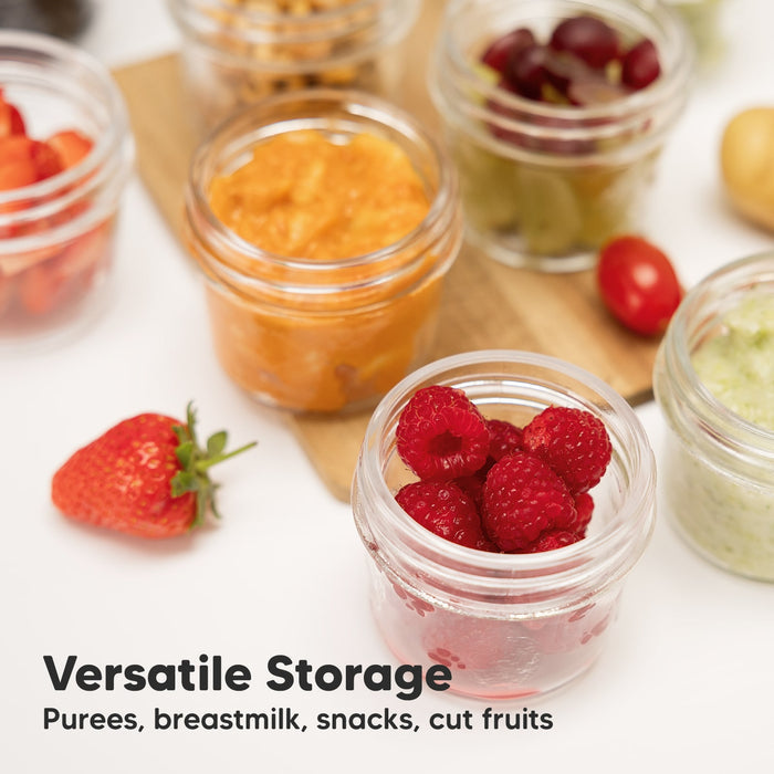 Versatile Storage for purées, breastmilk, snacks, and cut fruits.