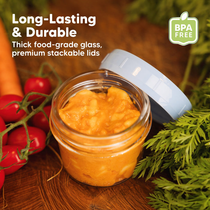 Long-Lasting & Durable made with thick food-grade glass and premium stackable lids, BPA-free.