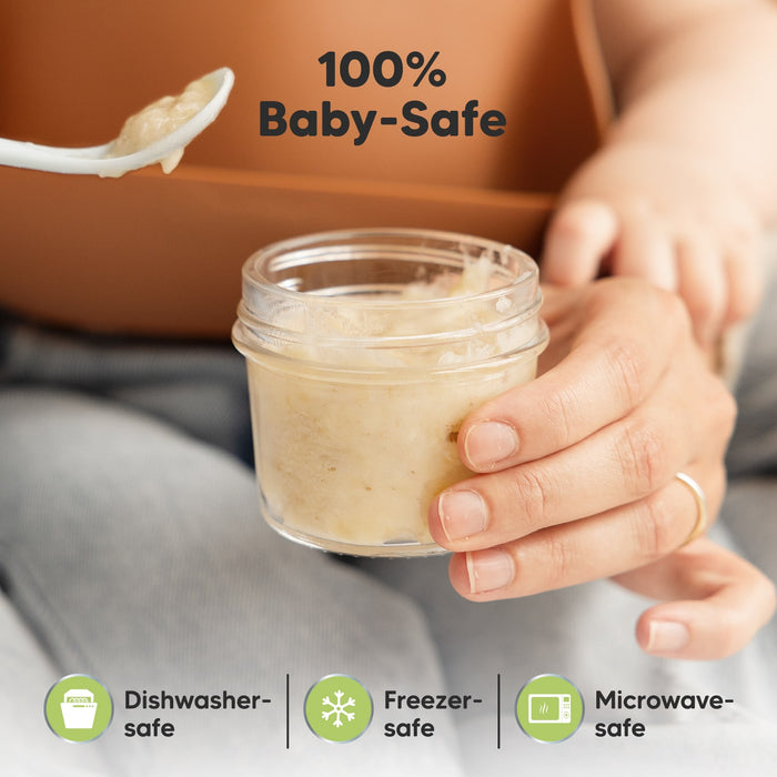 100% Baby-Safe, dishwasher-safe, freezer-safe, and microwave-safe.