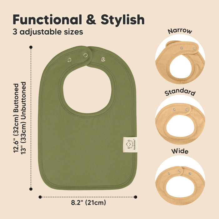 Functional and stylish - 3 adjustable sizes (narrow, standard, wide). Bibs size at 12.6 inches length and 8.2inches wide.