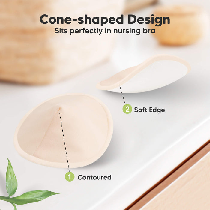 Cone-shaped Design - Sits perfectly in nursing bra. Contoured, Soft Edge