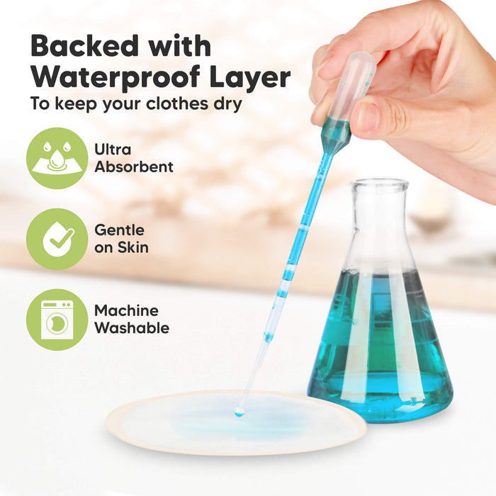 Backed with Waterproof Layer - 
To keep your clothes dry. Ultra Absorbent, Gentle on Skin, Machine Washable