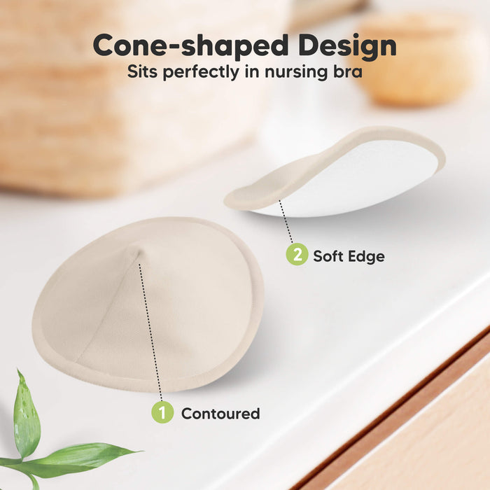 Cone-shaped Design - Sits perfectly in nursing bra. Contoured, Soft Edge