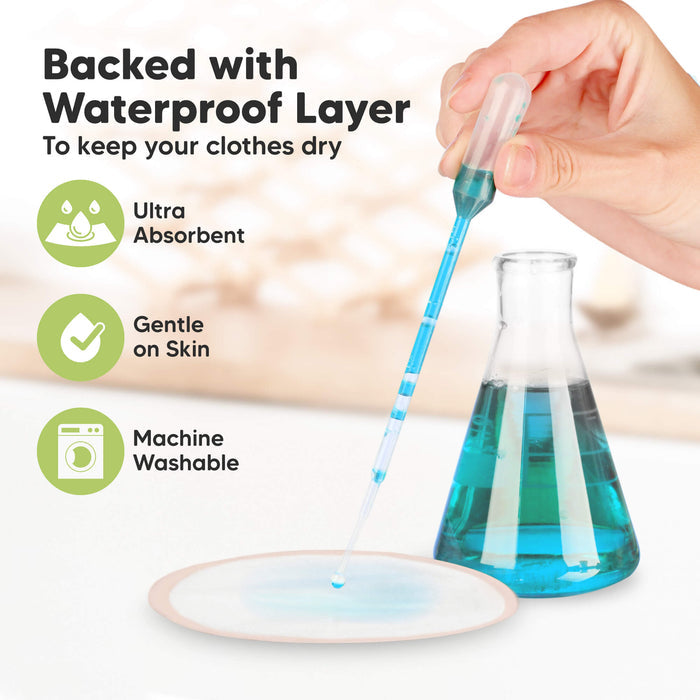 Backed with Waterproof Layer - 
To keep your clothes dry. Ultra Absorbent, Gentle on Skin, Machine Washable
