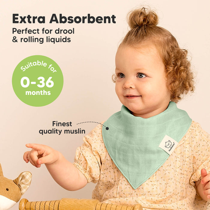 Extra Absorbent, perfect for drool & rolling liquids, suitable for 0–36 months. Finest quality muslin.