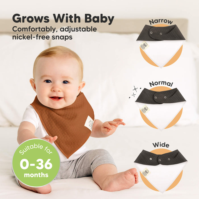 Grows With Baby with comfortably adjustable nickel-free snaps, suitable for 0–36 months.