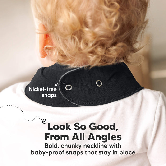 Look So Good From All Angles with bold, chunky neckline and baby-proof snaps that stay in place.