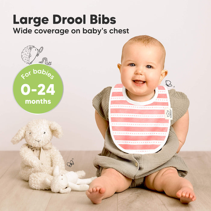 Large Drool Bibs, Wide coverage on baby's chest, For babies 0-24 months