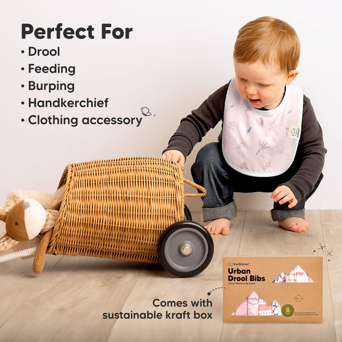 Perfect For Drool, Feeding, Burping, Handkerchief, Clothing accessory. 
Comes with sustainable kraft box