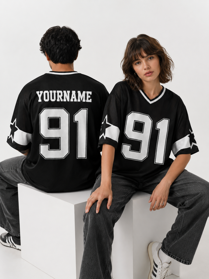 91 Oversized Down Shoulder Dry Fit Shirt – Custom Name & Number Sports Jersey | Tickers