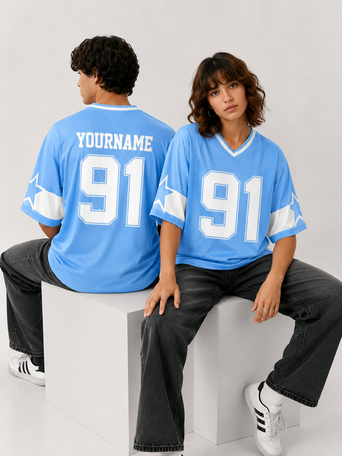 91 Oversized Down Shoulder Dry Fit Shirt – Custom Name & Number Sports Jersey | Tickers