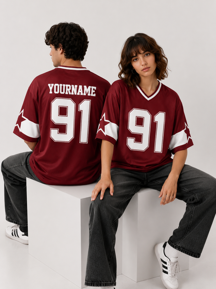 91 Oversized Down Shoulder Dry Fit Shirt – Custom Name & Number Sports Jersey | Tickers