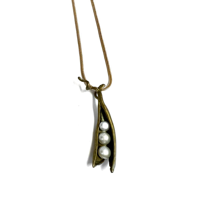 Pea Pod Pearl Pendant Necklaces by Michael Michaud