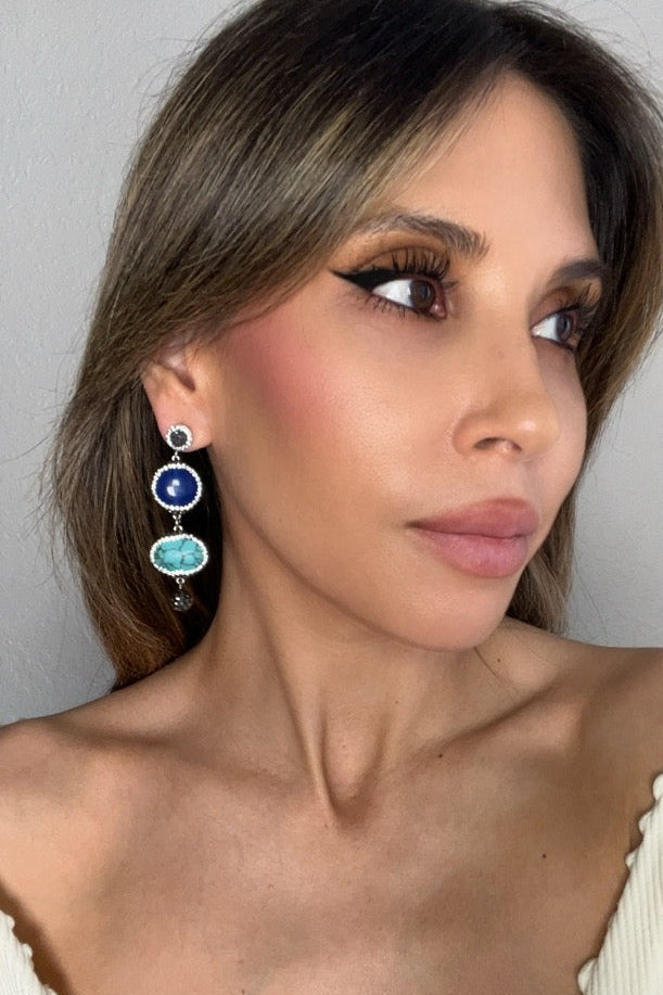 Style the Agate & Turquoise 925 Sterling Silver Earring exclusively at Born To Glam