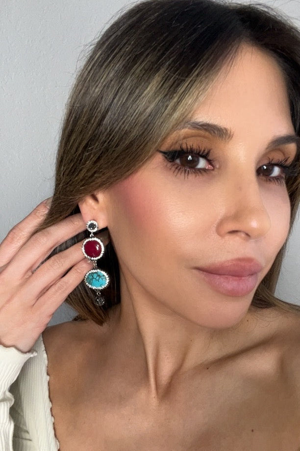 Style the Agate & Turquoise 925 Sterling Silver Earring exclusively at Born To Glam