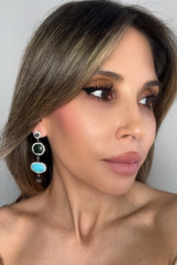 Style the Agate & Turquoise 925 Sterling Silver Earring exclusively at Born To Glam
