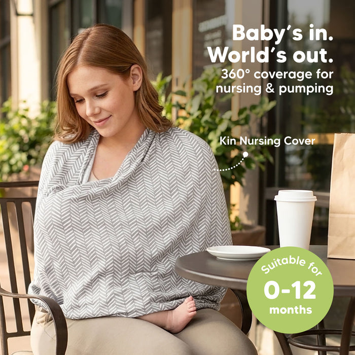 Baby’s in. World’s out. 360° coverage for nursing & pumping, Kin Nursing Cover, Suitable for 0–12 months