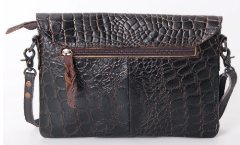 American Darling Caiman and Tooled Leather Purse