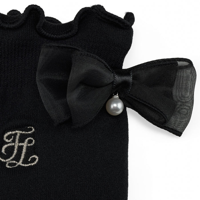 Ankle Frill Ribbon Socks (Black)