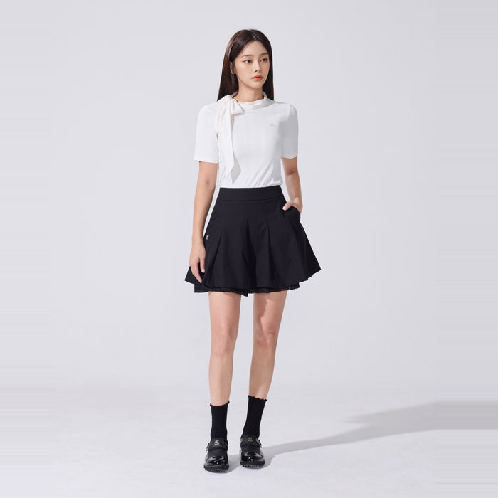 Ankle Frill Ribbon Socks (Black)