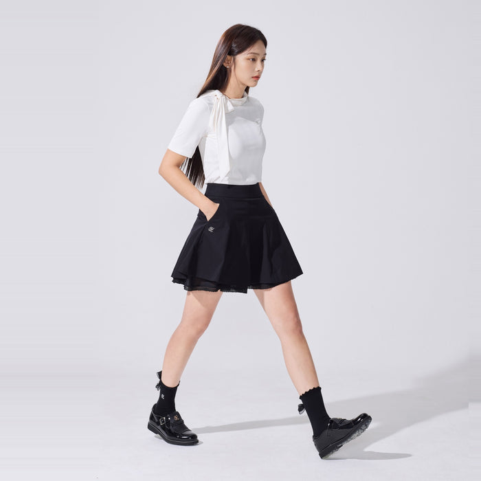 Ankle Frill Ribbon Socks (Black)