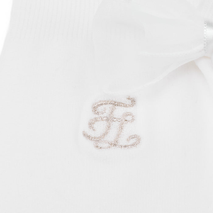 Ankle Frill Ribbon Socks (White)