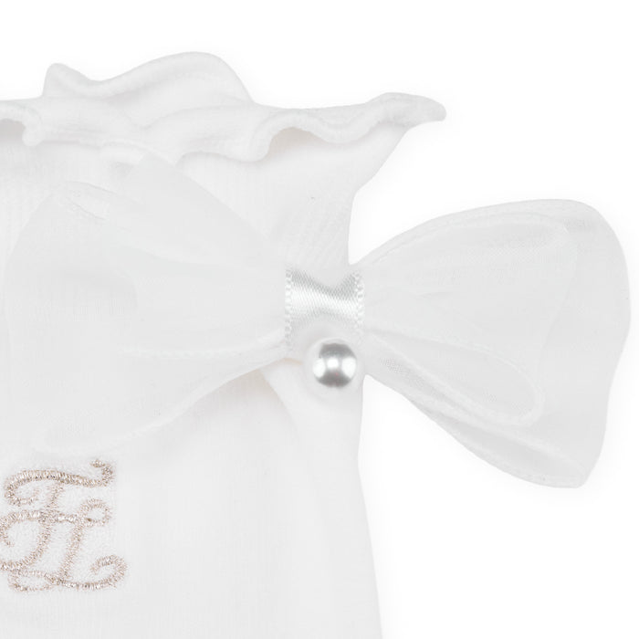 Ankle Frill Ribbon Socks (White)