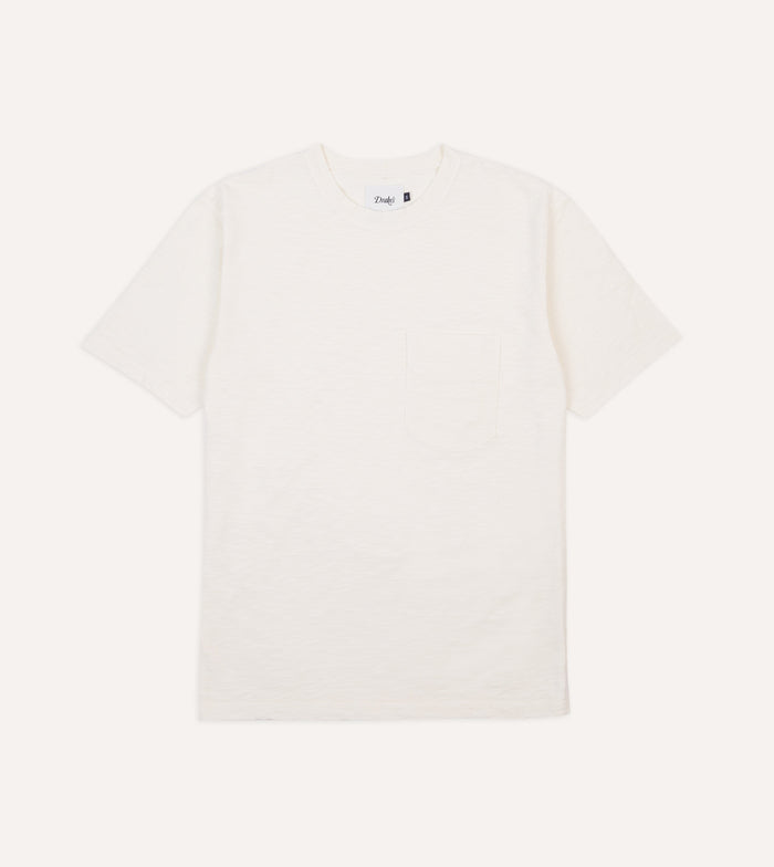 Antique White Flamé Cotton Crew Neck Hiking T-Shirt